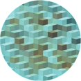 thumbnail image 1 of Ahgly Company Tapis de Zone Rond Vert Transitionnel pour Intérieur Lavable à la Machine, 6 Pieds Rond, 1 of 7