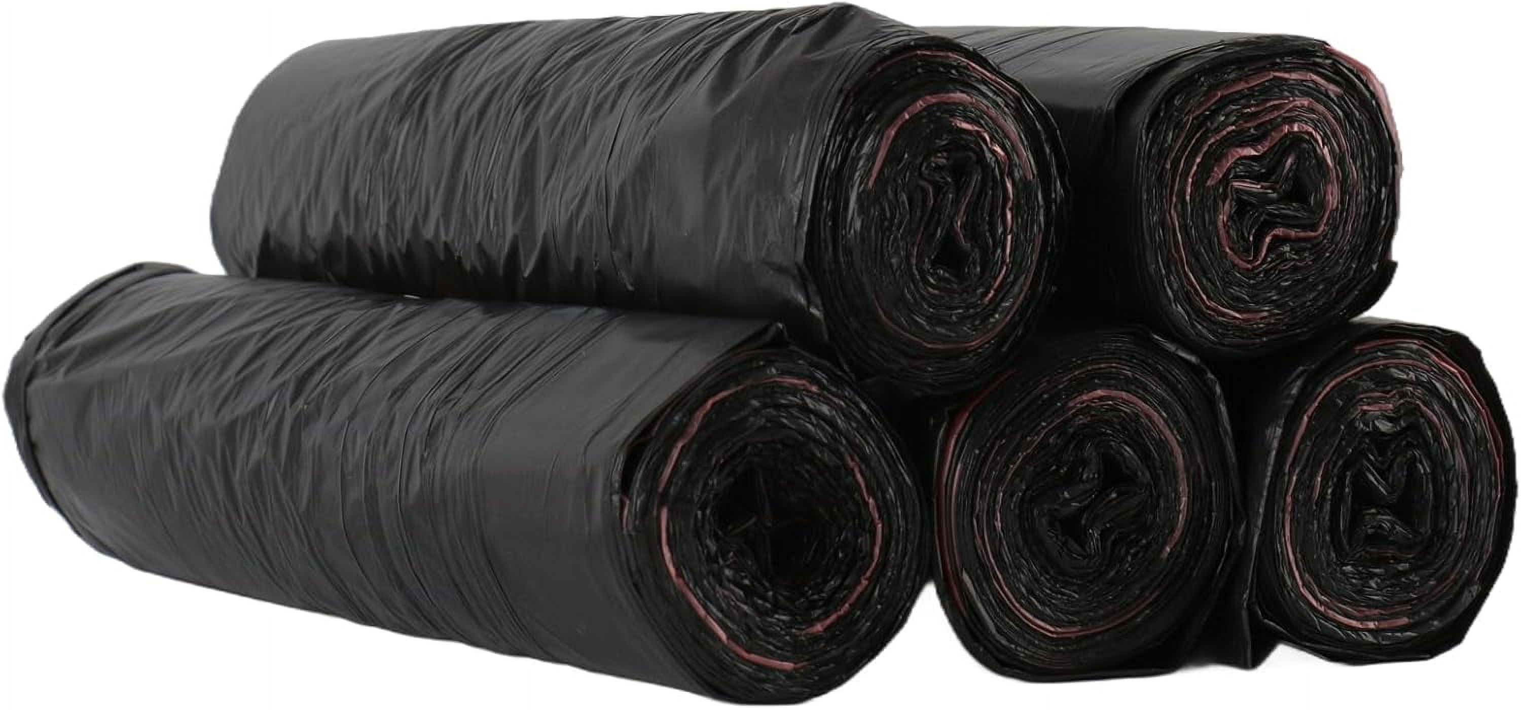 Woeilo Biogradable Trash Bags 4-8 Gallon, Tall Kitchen Drawstring Garbage Bags, Heavy Duty 4-8 Gal Black Trash Bag 17 x 20 inches, Scented Wastebasket Liners, 5 rolls of 15 bags each (75 total) Black