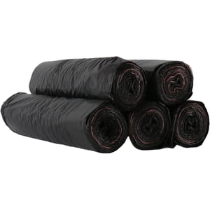 Woeilo Biogradable Sacs à corbeilles 4-8 Gallon, Sacs de cordons de dressage de grande taille, Sac à corbeille noir 4-8 Gal 17 x 20 pouces, Liners de poubelle parfumés, 5 en rouleaux 15 sacs chacun (75 Total) Noir