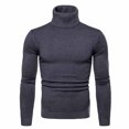 thumbnail image 1 of IROINNID Men's Turtleneck Long Sleeve Jumper Mid-Length Solid Color Knit Pullover Trim Base Sweater Blouse, 1 of 7