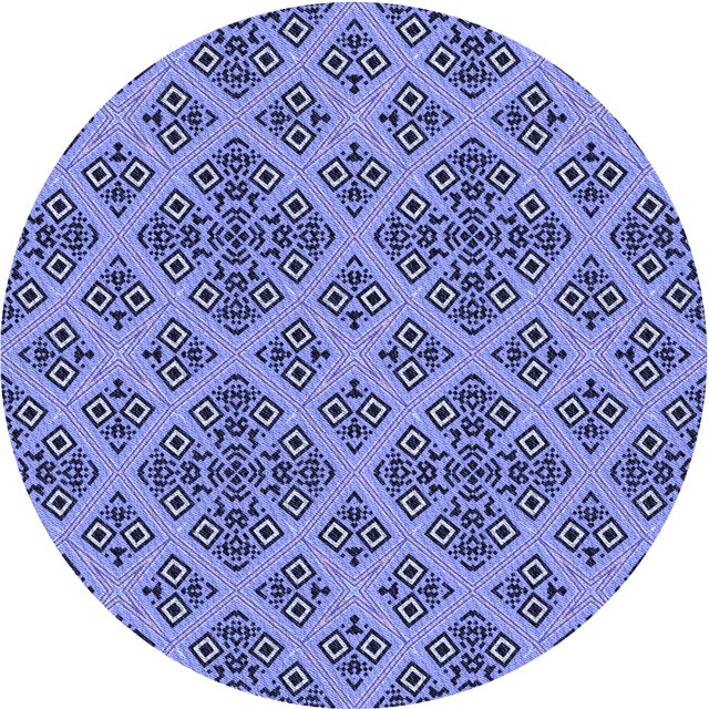 Ahgly Company Tapis Rond Lavable en Machine Intérieur Jeans Transitionnels Bleu, 4 Pieds Rond