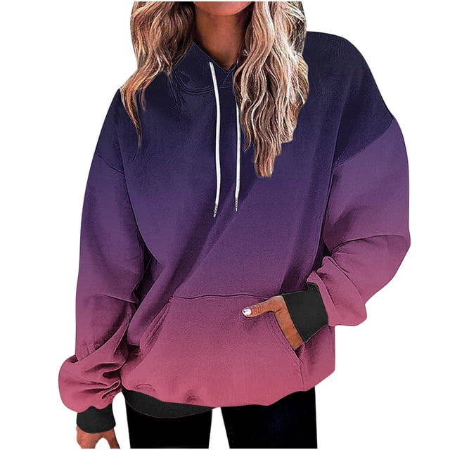Besolor Oversized Sweatshirt for Women Fall Plus Size Long Sleeve Gradient Color Hoodies Baggy Clothes for Ladies