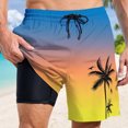 thumbnail image 4 of YUEVE Beach Shorts for Men 2 in 1 Compression Liner 7 Inch Inseam, Mens Swim Trunks Gradient Hawaiian Print Quick Dry Bathing Suit with Pockets Yellow XXXL, 4 of 4