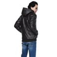 thumbnail image 2 of Men's Rugged Leather Jacket with Hood, 2 of 8