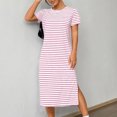 thumbnail image 1 of Ovzne Robes Grande Taille pour Femmes Rondes Robe d'Été Mode Femmes Été Poche Décontractée Robe Unie Col Rond Manches Courtes Robe de Vacances Manches Courtes Liquidation, 1 of 6