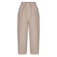 thumbnail image 4 of Women‘s Linen Pants Tapered Ankle Drawstring Loose Jogger Trousers Elastic Waist, 4 of 5