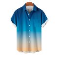 thumbnail image 3 of Chemises pour Hommes, Mode Décontractée Col Rabattu Imprimé Dégradé Manches Courtes Chemise Boutonnée Hauts Blouse, 3 of 4