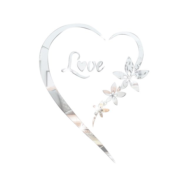 VogueV Heart-Shaped Acrylic Mirror Wall Sticker - Bedroom Vanity Decor B