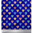 thumbnail image 1 of Soimoi Blue Poly Georgette Fabric Diamond Geometric Print Sewing Fabric Yard 52 Inch Wide, 1 of 5