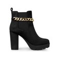 thumbnail image 3 of BLISSFUL STEP Women's Platform Chain Block High Heel Ankle Boots Black 7, 3 of 7