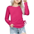 thumbnail image 1 of Plebaso Chemises à Manches Longues pour Filles avec Cordon de Serrage Col Rond Blouses Décontractées Tuniques de Mode pour Enfants Filles, 1 of 7