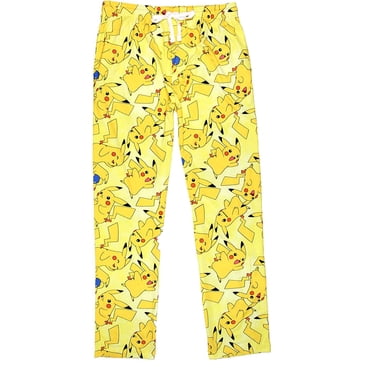 Pokémon Pantalon de Pyjama pour Homme Pikachu à Motif Intégral, Teinture sur Nœuds Subtil, Bas de Sommeil pour Adulte, Jaune, XX-Grand