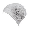 thumbnail image 2 of Abbracc For Ladies Solid Elastic Flower Hat Turban Chemo Cancer Hair Loss Cap Head Wrap light grey, 2 of 9