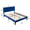 thumbnail image 3 of VECELO Queen Size Upholstered Beds, Modern Platform Bed Frame with Adjustable Headboard, Wooden Slats Support/No Box Spring Needed, Dark Blue, 3 of 8