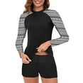 thumbnail image 2 of RKSTN Swimsuit for Women 2024 New Fashion Rash Guard Sun protection Long Sleeve Tops and Boyshort Summer Beach Surfing Swimwear, 2 of 4