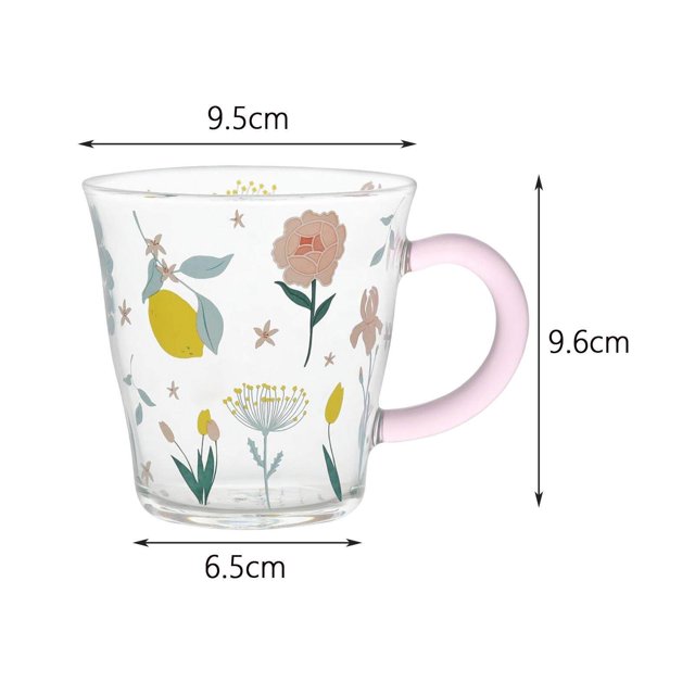 ziyahi Coffee Mugs Glassware Floral Pattern Glass Heat Resistant for Yogurt Travel