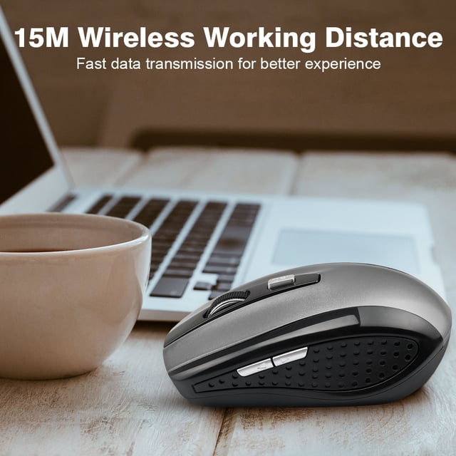Souris de Jeu Sans Fil DPI Réglable 2,4 g 6 Boutons DPI Réglable Souris Sans Fil; Souris Optique pour Portable Cahier PC, Gris