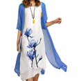 thumbnail image 4 of JUNWELL Robes pour Mère de la Mariée Ensemble Deux Pièces pour Femmes Robe Midi à Imprimé Floral avec Cardigan en Mousseline de Soie Formelle de Fête Sans Manches Grande Taille Robes d'Invitée de Mariage pour Femmes 2024 Tenue de Villégiature, 4 of 7