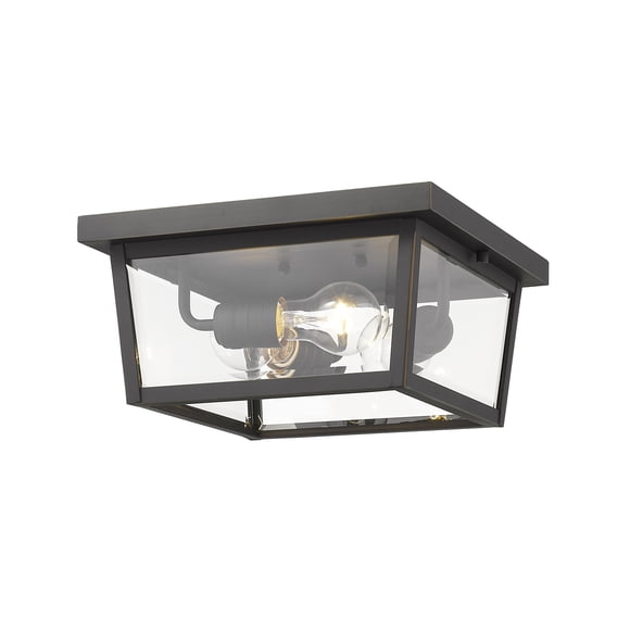 Beacon 3 Light Outdoor Flush Ceiling Mount Fixture Clear Beveled