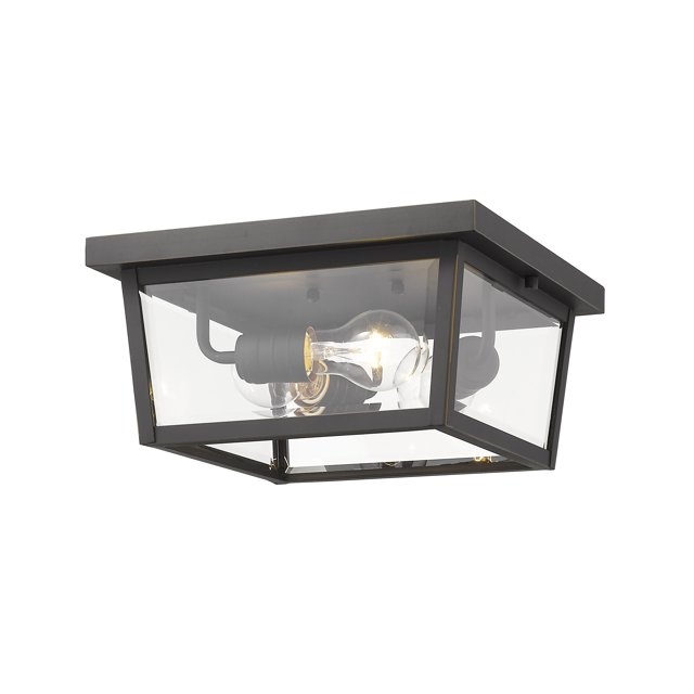 Beacon 3 Light Outdoor Flush Ceiling Mount Fixture Clear Beveled