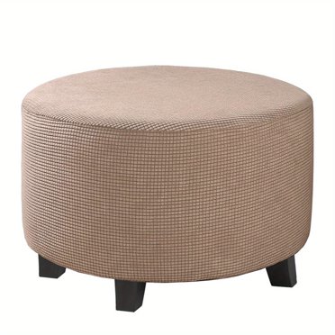 CNKOO 1pc Contemporary Round Ottoman Footstool Cover Stretchable Polyester and Spandex Blend Machine Washable Non-Slip Grip Elastic Band Closure 180-200gsm Weight - Small Size ZZZ