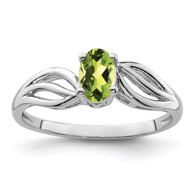 Bague Péridot en Argent Sterling 925 Rhodié