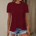 thumbnail image 2 of Timegard Summer Tops for Women Drop Shoulder Crewneck Ruffle IrregularlyEyelet Comfy Casual Tee Shirts, 2 of 7