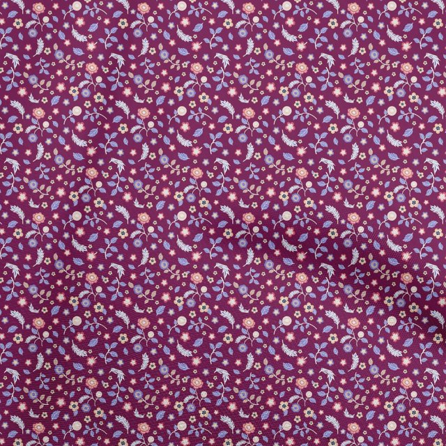 oneOone Georgette Viscose Dark Magenta Fabric Asian Floral Sewing Craft Projects Fabric Prints By Yard 42 Inch Wide