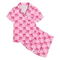 thumbnail image 5 of GDREDA Ensemble de Printemps 2 Pcs Pyjamas pour Enfants Imprimé Graphique Chemise à Manches Courtes Boutonnée Shorts Ensemble de Pyjama Rose, 4-5 Ans, 5 of 5