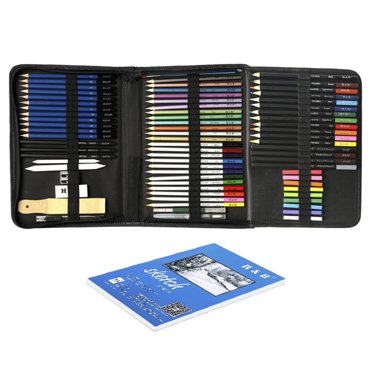 H&B Ensemble de 74 Pcs Kit de Dessin Professionnel Crayons de Croquis Art Croquis Fournitures de Peinture avec Sac de Transport