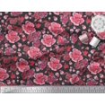 thumbnail image 2 of Soimoi Orange Rayon Fabric Leaves & Floral Printed Fabric 1 Yard 56 Inch Wide, 2 of 3