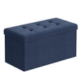 thumbnail image 1 of SONGMICS Banc Ottoman de Rangement Pliant de 30 Pouces, Coffre de Rangement, Tabouret Repose-Pieds, Bleu Minuit ULSF47 Po, 1 of 4