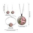 thumbnail image 2 of WIFKLSIIPG Flying Angel Wing Ribbon Necklace Bracelet Earrings Set for Women Rose Flower Cancer Awareness Jewelry, 2 of 3