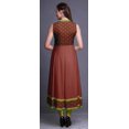 thumbnail image 4 of Bimba Robe Anarkali Damassé Brique Rouge2 Col Mandarin Sans Manches Kurtis pour Femmes Imprimé Robe Maxi Grande, 4 of 6