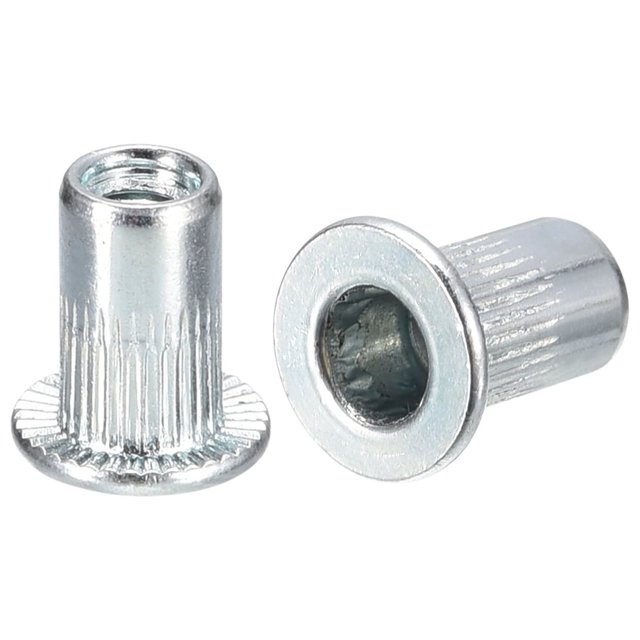 Unique Bargains M3 Rivet Nuts, 50 Pack Zinc Plated Carbon Steel Knurled Flat Head Threaded Insert Nuts