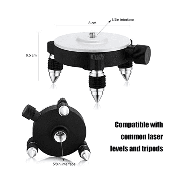 Adaptateur de Niveau Laser Réglable à 360° Base Rotative pour Connecteur de Trépied de Niveau Laser Base Pivotante Support de Réglage Fin