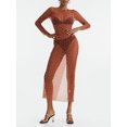 thumbnail image 2 of SUNSIOM Robe de Bikini en Maille Transparente pour Femmes, Manches Longues, avec Décoration de Perles, Maillot de Bain, 2 of 9