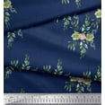 thumbnail image 3 of Soimoi Blue Polyester Crepe Fabric Square & Leaves Print Fabric by Yard 42 Inch Wide, 3 of 3