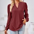 thumbnail image 2 of CEHVOM T-shirt Ample Uni à Col en V à Manches Longues pour Femme Liquidation, 2 of 6