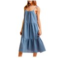 thumbnail image 2 of EGNMCR Robes de Fête pour Femmes Robe Décontractée Unie à Volants Dos Ouvert pour le Printemps et l'Été pour Femmes Jupe Courte, 2 of 8
