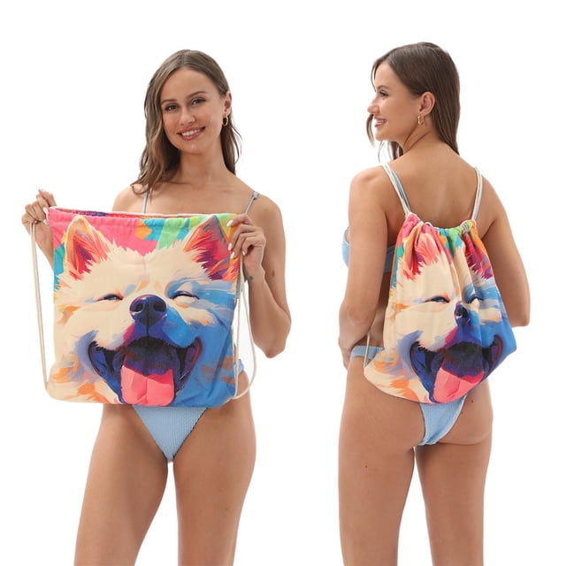 2-in-1 Beach Towel Oversized Towel Fine Fibre Towel Transforms Into A Storage Backpack