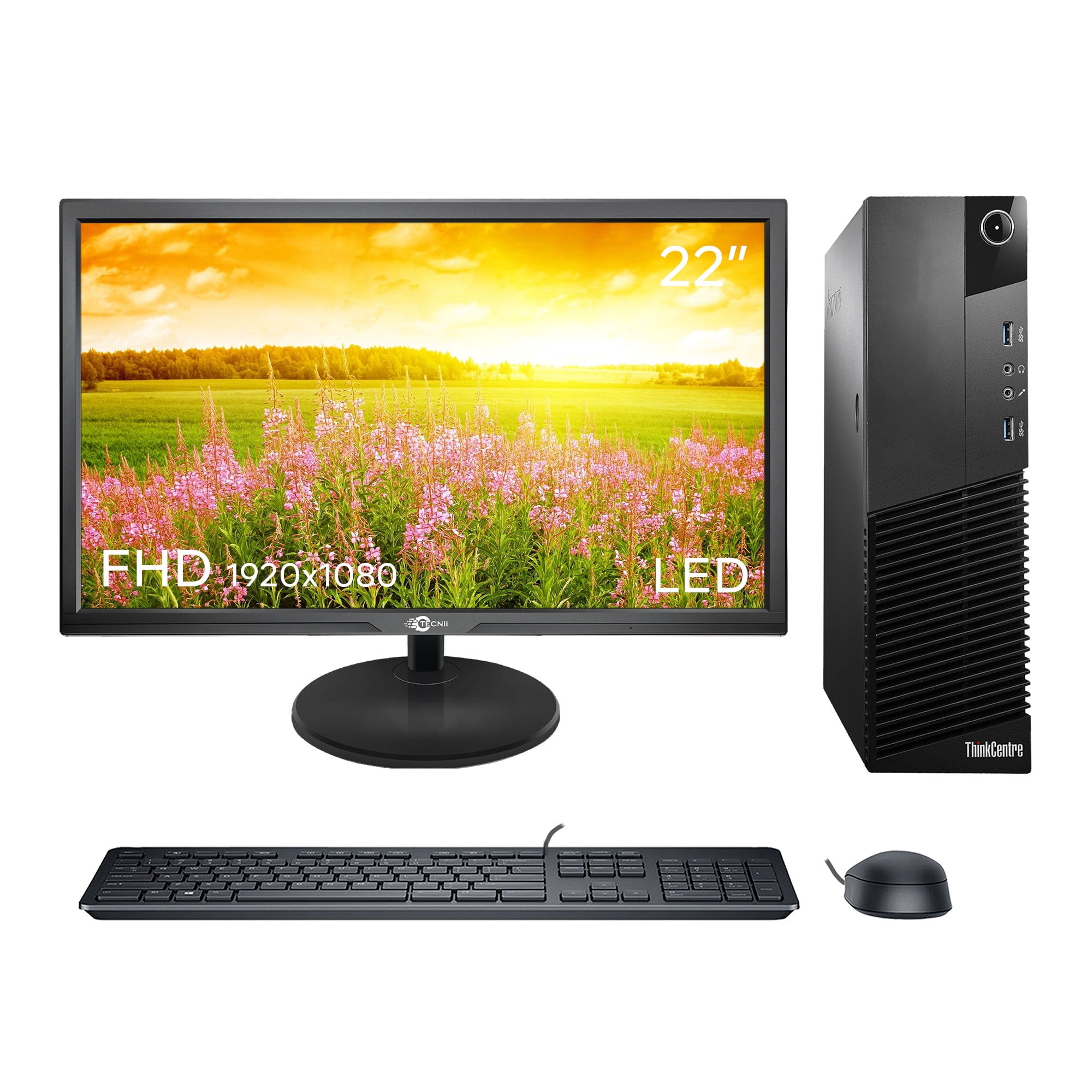 Lenovo Desktop SFF I5 16GB RAM 128GB SSD 1TB HDD Windows 11 Pro 22" Inch Monitor, Keyboard Mouse, WIFI, Bluetooth Refurbished