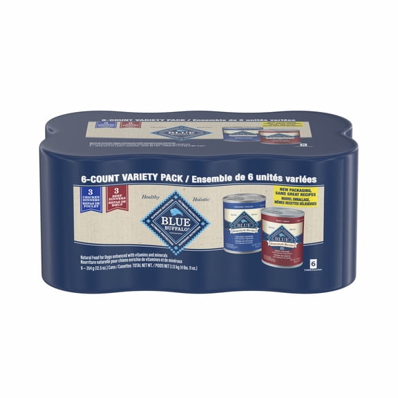 Blue Buffalo Homestyle Recipe Adult Wet Dog Food, Chicken and Beef Dinner Variety Pack