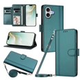 thumbnail image 1 of iPhone 17 Leather Wallet Case, Book Style Cover with Tab Closure, Dark Green, 1 of 6