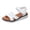 White, variant on Women's Wedge Sandals Open Toe Breathable Woven Soft Sole Non Slip Walking Slides Shoes with Hook and Loop White Size 7