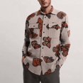 thumbnail image 2 of Men‘s Large Size Button Printing Lapel Coat Jacket Top Blouse Shirt, 2 of 6