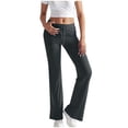 thumbnail image 1 of Lenpel Women's Flare Yoga Pants Drawstring Medium Rise Side Striped Bell Bottom Casual Pants Bootcut Workout Pants(Dark Gray,Large), 1 of 6