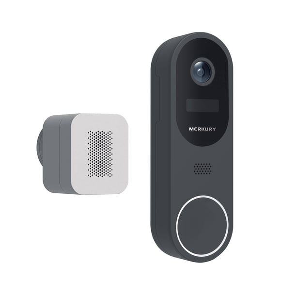 Refurbished Merkury Innovations Smart Doorbell Camera, Wire-Free Battery, 1080p HD, Two-Way Audio, Night Vision, Weatherproof, Black, MIC-CW074-125W