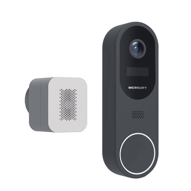 Appareil Photo Sonnette Intelligent Remis à Neuf Merkury Innovations, Batterie Sans Fil, 1080p HD, Audio Bidirectionnel, Vision Nocturne, Résistant aux Intempéries, Noir, Micro-CW074-125W