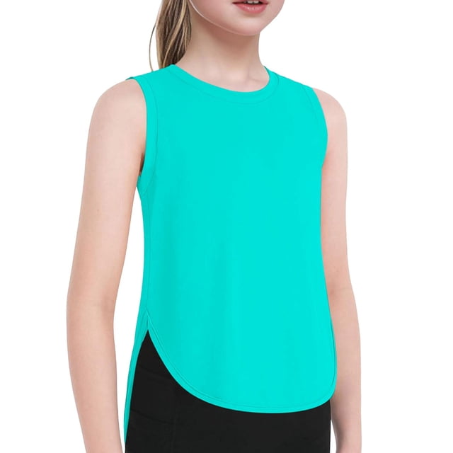 Sunnyoo Big Girls Athletic Tank Top Quick Drying Solid Sleeveless Tops, Sizes 5-14